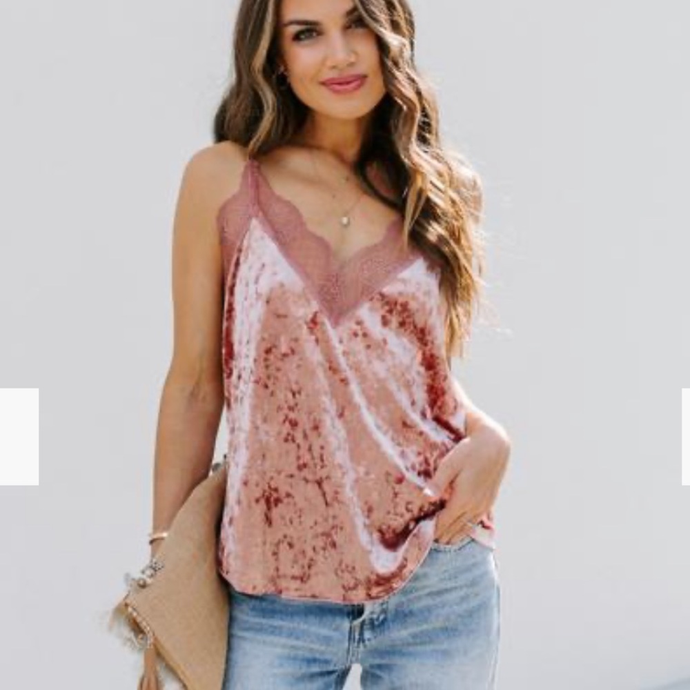 ON A WHIM VELVET LAVE CAMI TANK - MAUVE